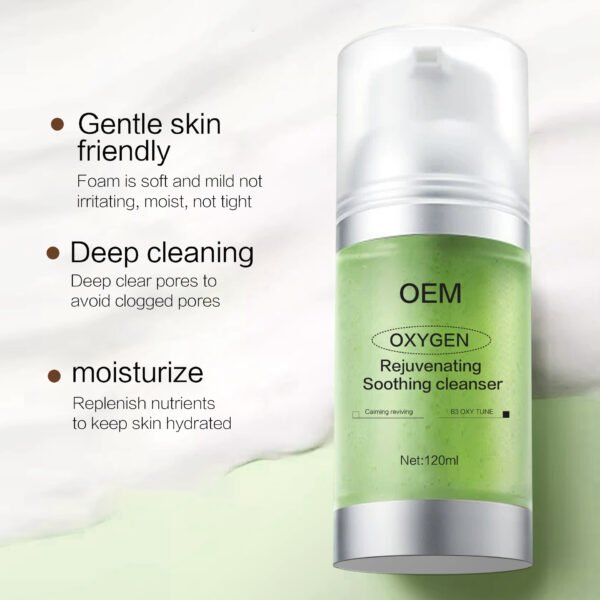 NIULOO Oxygen Rejuvenating Soothing Cleanser 120ml | OEM/ODM Private Label Gentle Foam Facial Wash with Centella, Panthenol B5 & Allantoin | Deep Pore Purifying Cleanser - Image 2