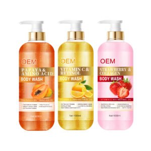 NIULOO Vitamin C & Retinol Body Wash Series | Papaya Amino Acid & Strawberry Collagen | OEM/ODM Private Label Moisturizing & Refreshing Body Cleanser 1000ml
