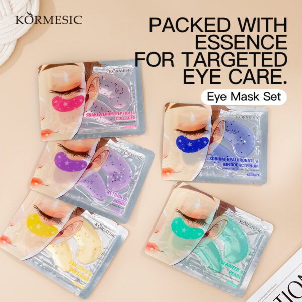 KORMESIC Collagen Firming Essence Eye Mask 24K Gold & Collagen Retinol & Bosin Snake Venom Peptide & Collagen Sodium Hyaluronate & Bifid Yeast Seaweed & Pearl Manufacturer Wholesale OEM Private Label