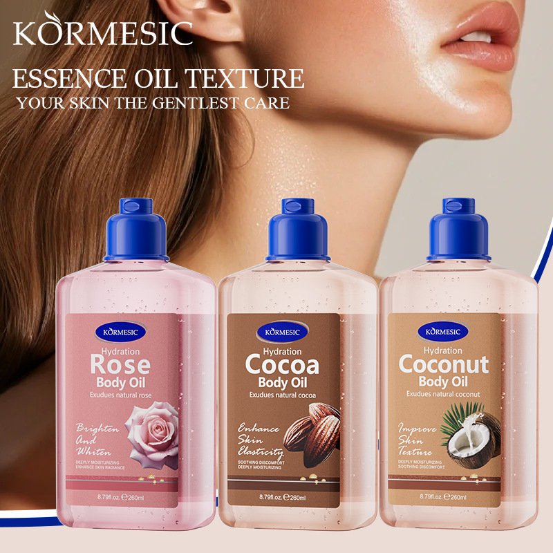 KORMESIC Coconut Rose Cocoa Strawberry Cake Body Oil Manufacturer Wholesale OEM Private Label - Image 4