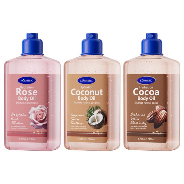 KORMESIC Coconut Rose Cocoa Strawberry Cake Body Oil Manufacturer Wholesale OEM Private Label - Image 6