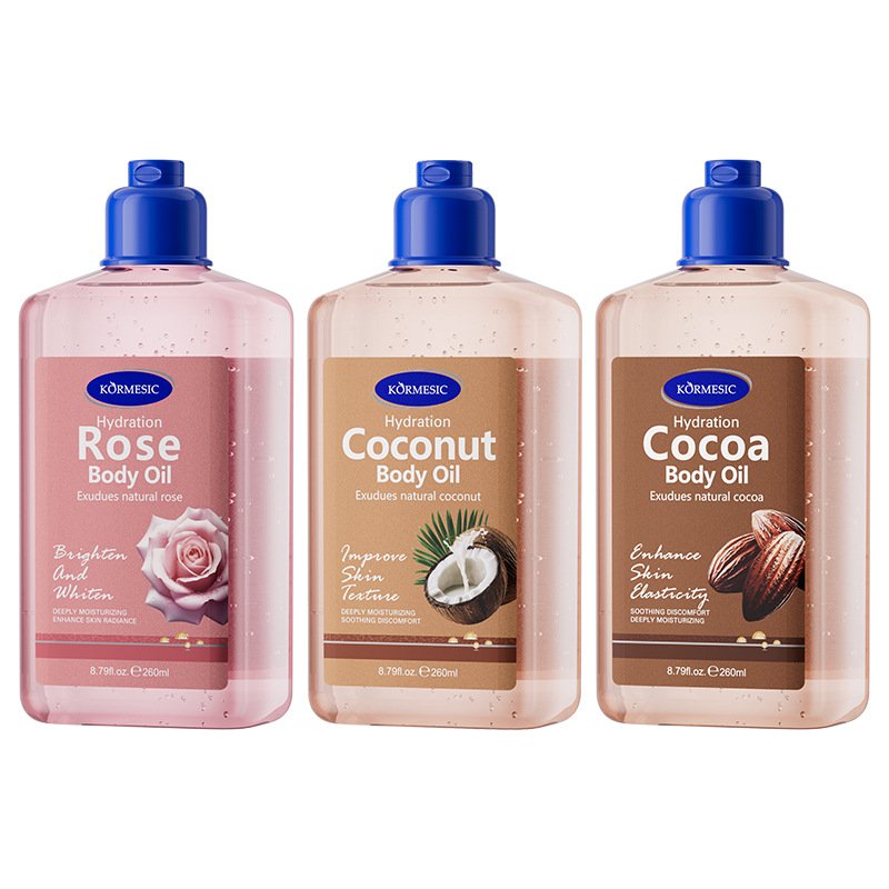 KORMESIC Coconut Rose Cocoa Strawberry Cake Body Oil Manufacturer Wholesale OEM Private Label - Image 6