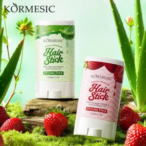 KORMESIC Aloe Vera & Strawberry Hair Styling Stick 12g – Strong Hold Hair Wax Stick for Flyaways, Edge Control & Hair Finishing – OEM/Private Label Available